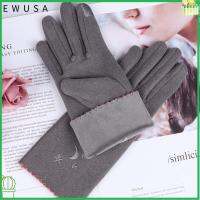 EWUSA ถุงมืออุ่นกำมะหยี่เลียนแบบกระต่ายสำหรับกลางแจ้ง,หน้าจอสัมผัสปักถุงมืออย่างบางสำหรับฤดูใบไม้ร่วงและฤดูหนาว