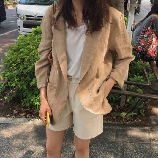 เสื้อคลุมแฟชั่นสตรีผ้าฝ้ายและผ้าลินินแขนยาวสไตล์เกาหลี-726