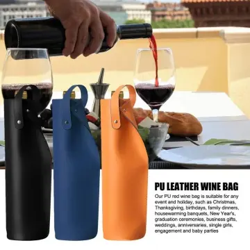 PU Wine Bottle Protector Hollow Wine Tote Carrier Bag Gift Bag