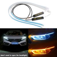 2pcs Ultrafine Cars DRL LED Daytime Running Lights Hite Turn Signal Yellow Flexible LED Strip Guide LED for Headlight Assembly