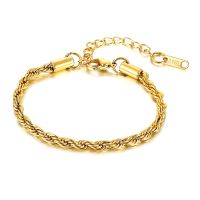 COD SDGREYRTYT Vnox New Fashion Women Stainless Steel Jewelry Twisty Rope Chain Bracelet