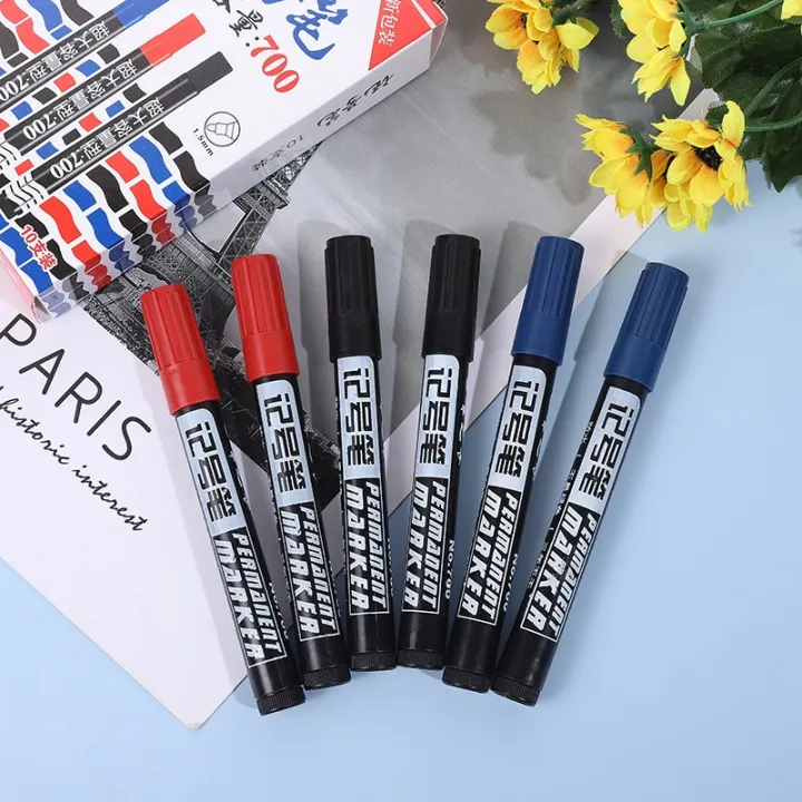 10-pcs-set-long-head-marker-pens-bathroom-woodworking-decoration-multi-purpose-deep-hole-marker-pen-set-red-black-blue-ink