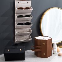 Folding Glasses Case Portable Glasses Bag Organizer 3/5 Multi-slot Eyeglasses Storage Display Travel Sunglasses PU Leather Case