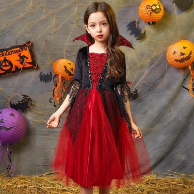 Halloween Decorations Costumes for Girls Vampire Princess Dress Girls Ghost Clothes Vampire Cloak Costumes Kids Cospaly Dresses