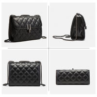 2022 Trendy Womens Crossbody Bags Fragrance Classic Black PU Female Clutches Fashion Design Handbags Leather Chain Shoulder Bag