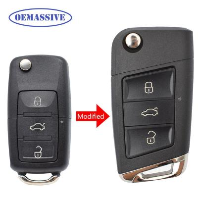 OEMASSIVE Car Remote Key Shell Case Cover For VW Golf Polo Jetta Tiguan Passat Eos Beetle 3 Buttons Repair Kit Holder Protector