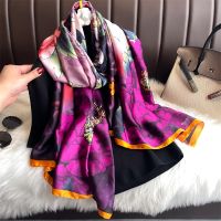 Print Design Luxury Brand Silk Scarf for Women Large Shawl Wrap Headband Hijab Beach Stoles Female Foulard Echarpe Bandana