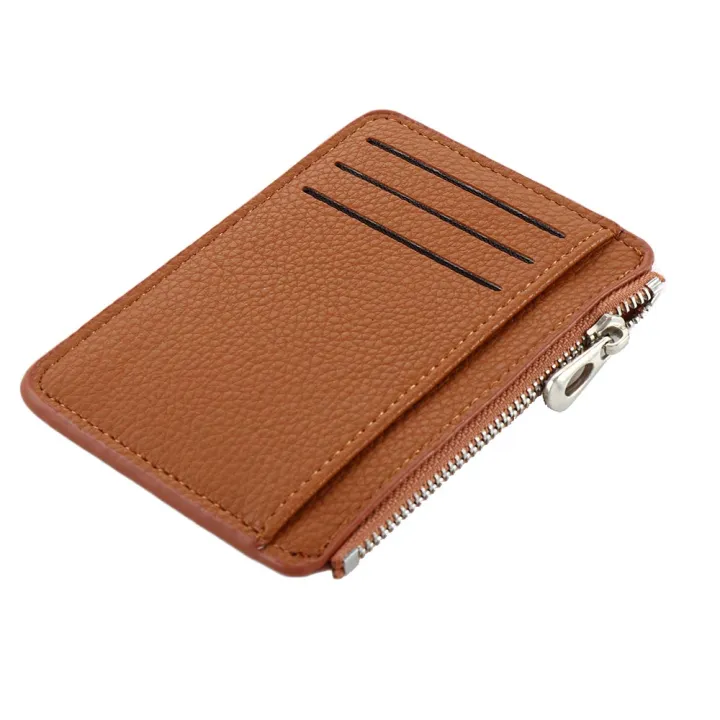 women-men-business-card-case-pu-leather-lychee-pattern-with-zipper-slim-wallets-bank-card-holder-coin-purse-money-clips