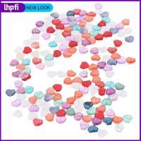 LHPFI 100pcs 100ชิ้นค่ะ ลูกปัดรูปใบไม้ กระจกสำหรับผู้หญิง สีแบบสุ่ม โปร่งใสโปร่งใส กำไลข้อมือสร้อยข้อมือ สีสันสดใส ลูกปัดใบเมเปิ้ล ต่างหูรูปดอกไม้