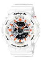 Casio Baby-G นาฬิกาข้อมือผู้หญิง สายเรซิ่น รุ่น BA-110,BA-110PP,BA-110PP-7A2 - สีขาว