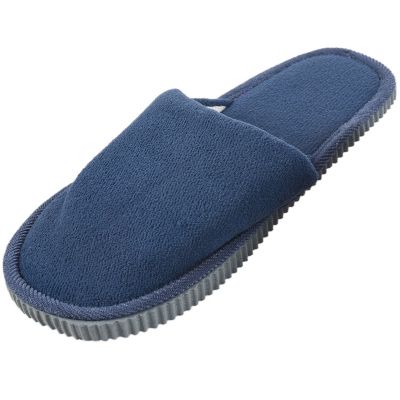 1Pair New Men Anti-slip Shoes Soft Warm House Indoor Slippers, Blue EU 44-45
