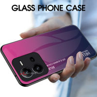 PlusCase สำหรับ Vivo V25 5G / Vivo V25e 4G กระจกนิรภัยกันกระแทก Gradient ทาสีกลับโทรศัพท์