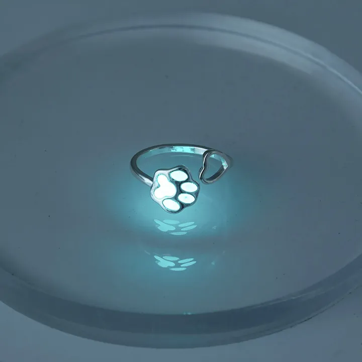 zhongloul-แหวนกรงเล็บแมวแหวนส่องสว่างเครื่องประกับแบบใหม่ผู้หญิงผู้ชายแหวนคู่รักวันวาเลนไทน์ของขวัญเปิดได้