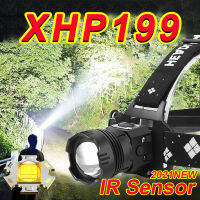 ซูเปอร์ XHP199ที่มีประสิทธิภาพมากที่สุด Led ไฟหน้าไฟฉาย XHP160 Usb ชาร์จไฟหน้า18650 IR เซ็นเซอร์พลังงานสูงโคมไฟหัวไฟ