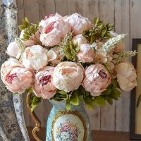 1Bunch European Artificial Peony Flowers Silk Fake Flowers Wedding Party Home Decoration Flower Bouquet Wreath DIY Scrapbooking