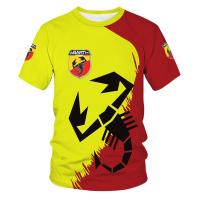 Mens Fashion T-shirt Abarth Scorpion Logo Round Neck Shirt Polyester Quick Dry Racing Motorcycle Short Sleeve Top