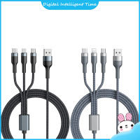 สายถักอะแดปเตอร์สาย USB หลายสายชาร์จสายชาร์จเร็วสาย USB แบบ3-IN-1สำหรับแท็บเล็ตโทรศัพท์แล็ปท็อปเคลื่อนที่