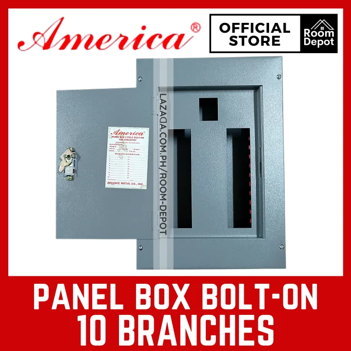 America Panel Box 10 branches Bolt On 2 Pole Circuit Breaker Panel