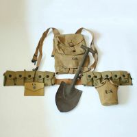 WW2 US ARMY GEAR 1928 HAVERSACK SHOVEL SPAD CANTEEN BAR 10 POCKET BELT FULL SET EQUIPMENT COLLECTION MILITARY WAR REENACTMENTS