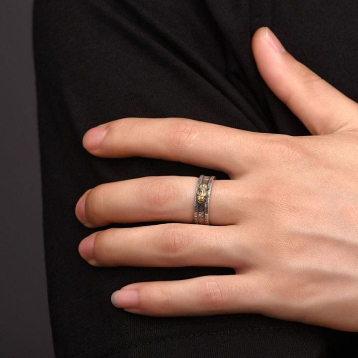 flixue-ปรับได้ง่ายโชคดี-pixiu-ย้อนยุคแหวนของขวัญสำหรับคู่รักของหญิงสาวอุปกรณ์สร้อยคอพร้อมแท็กสลักตัวอักษรแหวนเปิดเงินไทย