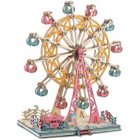 DIY 3D Laser Cutting Wooden Ferris Wheel Puzzle Game Gift for Children Kids Model Building Kits Hand Made Jigsaw Toy