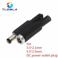 10PCS 24V 12V 3A Plastic Male Plugs + Female Socket Panel Mount Jack 5.5x2.1mm DC Power Connector Electrical Supplies 5.5*2.5Wires Leads Adapters