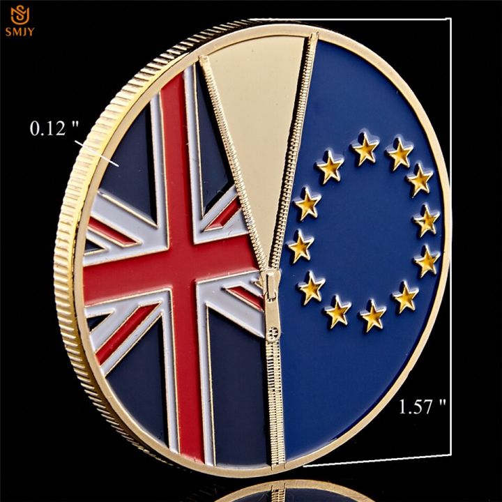 คอลเลกชันเหรียญที่ระลึกจำลองสีชุบทองอิสระพร้อมแคปซูลป้องกันการโหวตแห่งชาติ-brexit-23-2016สหราชอาณาจักรยอดนิยม