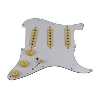 WK-Pickups Guitar Alnico 5 Pickups SSS Single Coils Pickups Loaded Pickguard /Yellow Pickup Covers Set