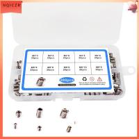 NQICZR 200pcs 304สแตนเลสสตีล ซ็อกเก็ตหัวอัลเลน M3-M8 ขนาด10นิ้ว Hex grub screw Assortment KIT ที่ยึดปลายแบน สกรูตัวหนอน ก็อกน้ำ