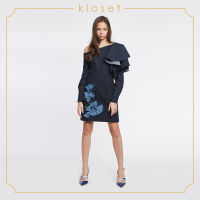 Kloset One - Shoulder Embellished Denim Dress (AW18-D001) เสื้อผ้าแฟชั่น เสื้อผ้าผู้หญิง เดรสแฟชั่น เดรสยีน เดรสสั้น