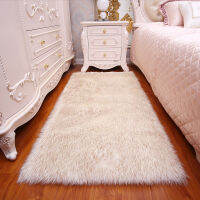 (ร้อน) 120X120ผมยาวพรมห้องนั่งเล่นประดิษฐ์ผิวสี่เหลี่ยมผืนผ้า Fluffy Mat Pad Anti-Slip เก้าอี้โซฟาธรรมดาพรม