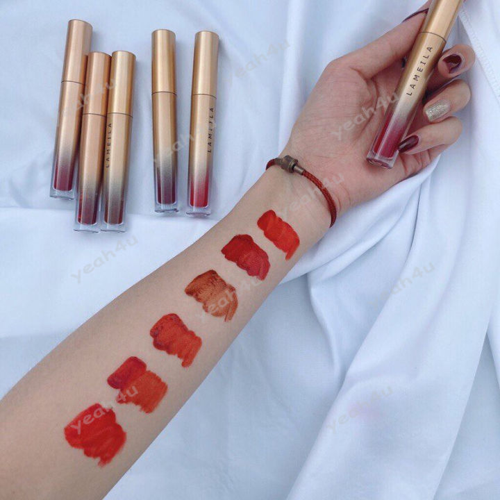 lameila-velvet-lip-glaze-ลิปติก-ลิปกลอส-ลิปสติกเนื้อแมท-ลิควิดลิปสติก-ลิบสติก-ลิปสติก-เคลือบริมฝีปาก-กันน้ำ-ให้ความชุ่มชื้น-ติดทนนาน