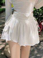 [COD] Skirt Drawstring Folds Waist Irregular Ruffle Patchwork Fairycore Short Skirts Mori