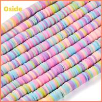 OSIDE About 3200pcs หลากสี ลูกปัดดินเหนียวสีพาสเทล ดินเหนียวไวนิล 6mm ครับ ลูกปัดสีพาสเทล ลูกปัดสเปเซอร์ เส้นใย10เส้น ลูกปัด heishi ดีไอวาย