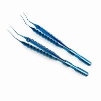 1Pcs Capsulorhexis Forceps Angle/Curved Titanium Ophthalmic Tweezers Cross Action Handle Ophthalmic Surgical Instruments