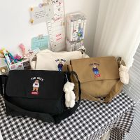 ◙✈✺  College Antique Cartoon Embroidered Student Canvas One-shoulder Messenger