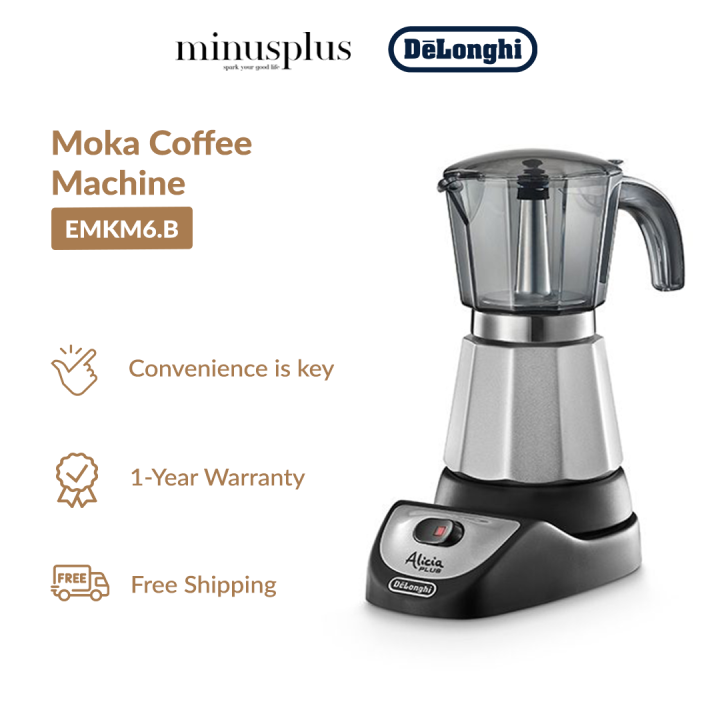 Delonghi Moka Pot (450W) Alicia Moka Maker Keepwarm function EMKM6.B