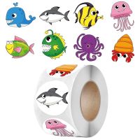 100-500pcs Childrens Reward Motivation Sticker Marine Animal Creative School Supplies 2.5cm Round Classic Toy Cognitive Sticker Stickers