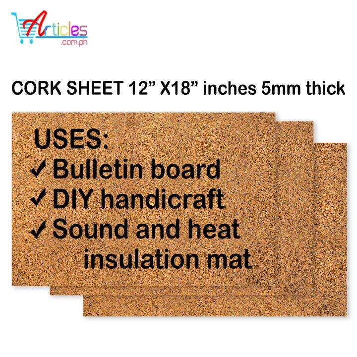 Cork Sheet Bulletin Board 12x18 inches 5mm thick for DIY, crafting