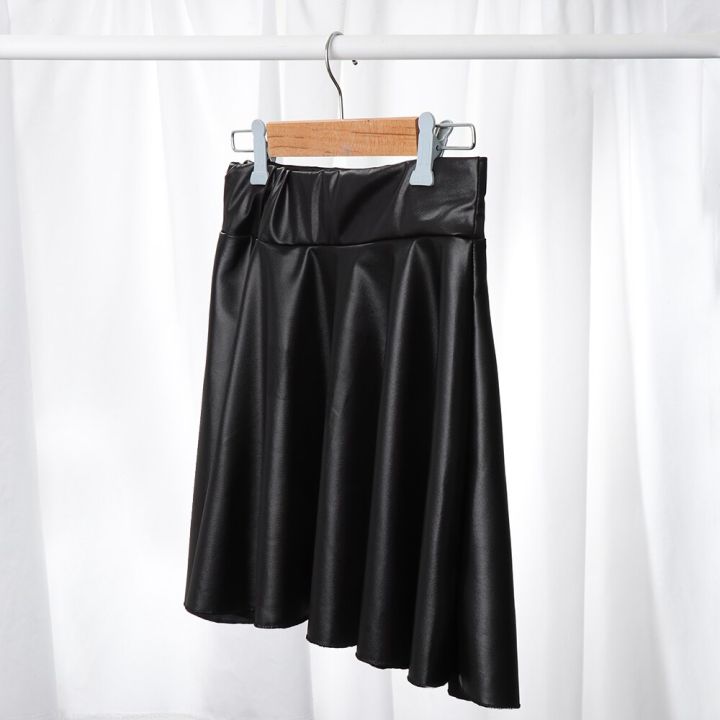 women-sexy-faux-leather-skirts-high-waist-elastic-mini-short-skirt-multi-purpose-for-skater-work-nightclub-knee-length-skirts