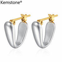 Kemstone Stainelss Steel Geometric Gold Silver Plated Male Stud Earrings เครื่องประดับสำหรับผู้ชายผู้หญิง Unisex