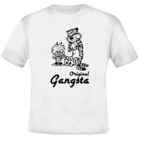 เสื้อยืด พิมพ์ลาย Calvin Hobbes Gangsta ขนาดใหญ่ สไตล์ฮิปฮอป แบบดั้งเดิม  0B9S