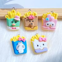 10Pcs New Resin Lovely Mixed Cartoon French Fries Animal Pendants for Earrings Necklace Accessories DIY Jewelry Making Findings
