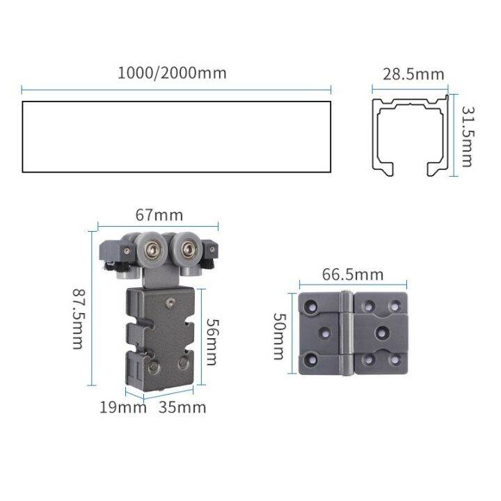ตู้พับได้ชิ้นส่วนประตูสไลด์อะลูมินัมอัลลอยบานเลื่อนลูกล้อเลื่อนสไลด์ชุดชุดติดตั้งประตูบานเลื่อนฮาร์ดแวร์
