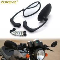 ZORBYZ Motorcycle Black L-bar Retro Oval Rearview Side Mirror E9 Mark For GN/ CG Cafe Racer Custom