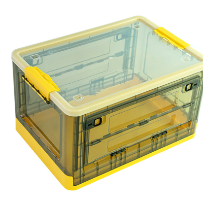 Lehome กล่องเก็บของพลาสติกสีเหลือง มีล้อ+ฝา+พับได้, เปิด(ด้านหน้า+บน) วัสดุคุณภาพดีพลาสติกPP ขนาด36x51x29cm HO-01-00290