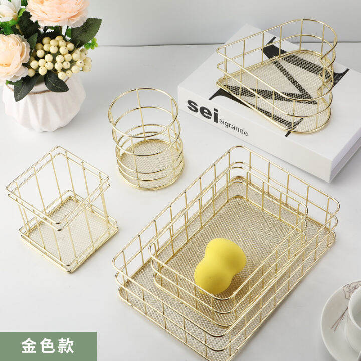 home-iron-art-storage-basket-dormitory-storage-office-desktop-cosmetic-snacks-organizing-storage-storage-basket