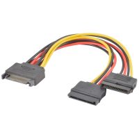 Sata Power 15-Pin Y-อะแดปเตอร์สายแยกตัวผู้ไปยังตัวเมียสำหรับ Hdd ฮาร์ดไดรฟ์สายเคเบิลการเชื่อมต่อแบบแยก/ทำสำเนา1:2