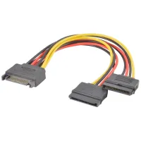 ไฟ Sata 15-Pin Y-อะแดปเตอร์สายแยกตัวผู้เป็นตัวเมียสำหรับ Hdd ฮาร์ดไดรฟ์สามารถแยกขั้วต่อ Sata ออกเป็นสองอันได้