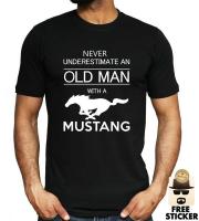 Mens Ford Mustang T Shirt Never Underestimate Old Man Funny Dad Car Gift Tee Gildan